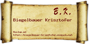 Biegelbauer Krisztofer névjegykártya